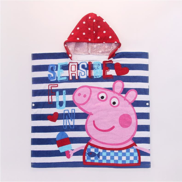 Korean Cartoon Piggy Children's Pullover Bathrobe Super Soft Absorbent Printed Cut Velvet Beach Towel Pure Cotton Towel Material Bath Towel Korean Cartoon Piggy Children's Pullover Bathrobe Super Soft Absorbent Printed Cut Velvet Beach Towel Pure Cotton Towel Material Bath Towel