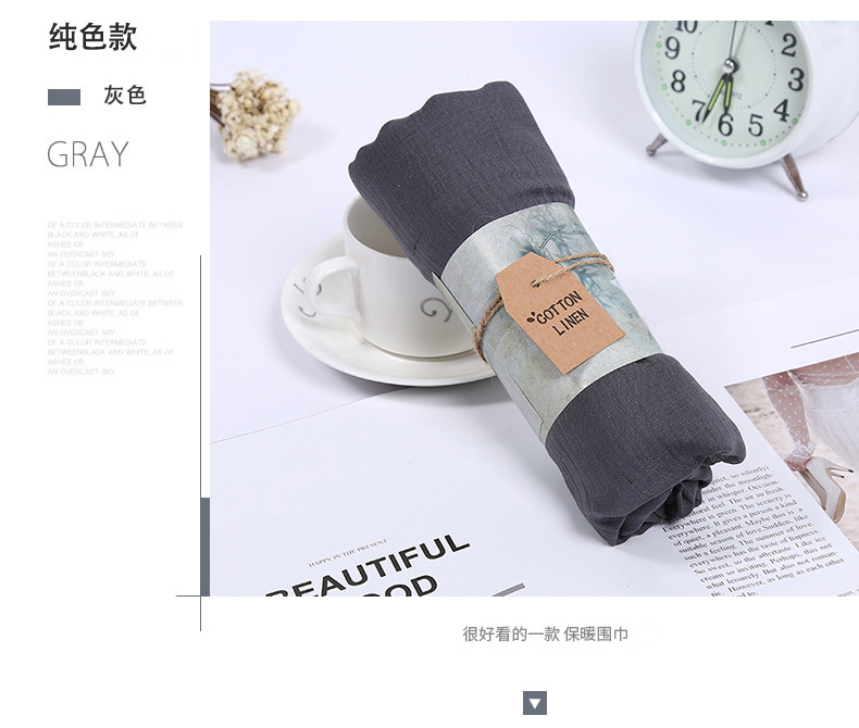 Factory Direct Sales Solid Color Cotton and Linen Scarf Women's Sun-Proof Beach Towel Cheongsam Shawl Fashion Scarf Wholesale Factory Direct Sales Solid Color Cotton and Linen Scarf Women's Sun-Proof Beach Towel Cheongsam Shawl Fashion Scarf Wholesale