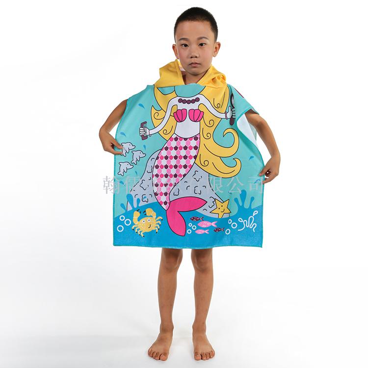 Portable outdoor beach towel traveling children&#039;s cartoon cape absorbent cape