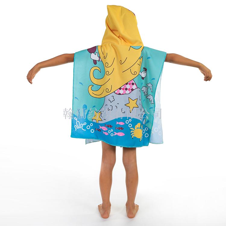 Portable outdoor beach towel traveling children&#039;s cartoon cape absorbent cape