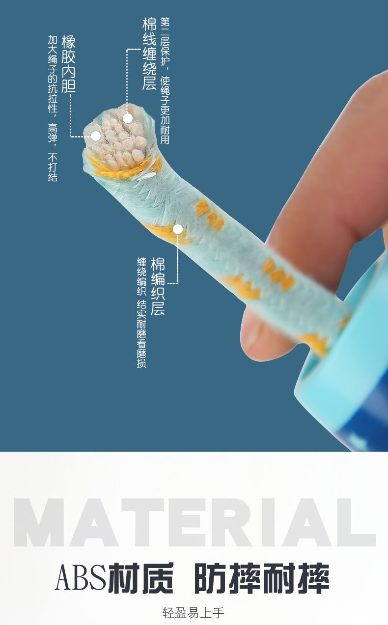 Children's Wooden Handle Primary School Kindergarten Sports Beginner Boys and Girls Skipping Rope Plastic Handle Cotton Rope Toys