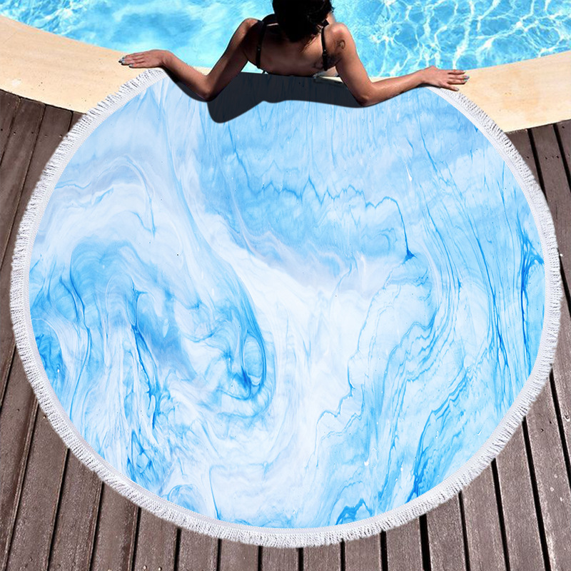 Factory Direct Supply round Printed Beach Towel Microfiber Shawl Beach Towel Gold Series Can Be Customized