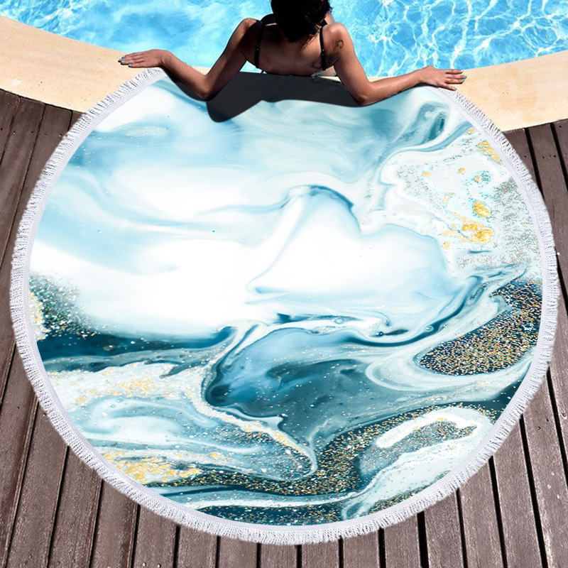 Factory Direct Supply round Printed Beach Towel Microfiber Shawl Beach Towel Gold Series Can Be Customized