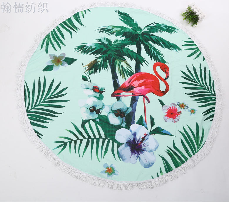 Cool and cool flamingo beach towel tassel round beach towel.