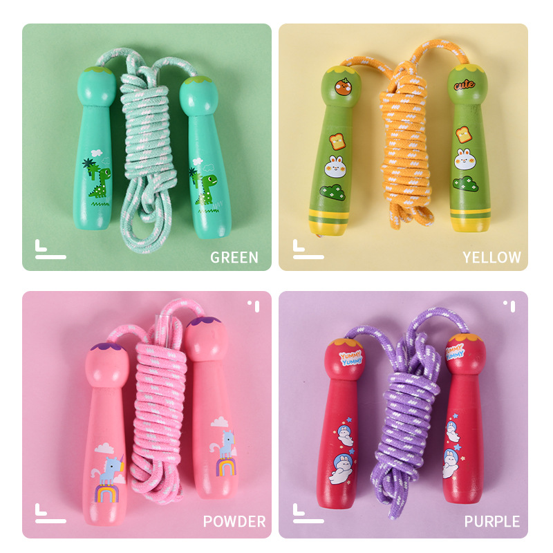 Skipping Rope Children&#039;s High School Entrance Examination Counting Special Primary School Student Wooden Adjustable Kindergarten Beginner Skipping Rope Sports Fitness