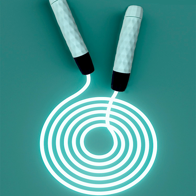 Tiktok Cool Luminous Skipping Rope Led Transparent Optical Fiber Luminous Adjustable Skipping Rope Men and Women Fitness Fluorescent Skipping Rope