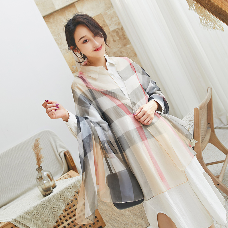 New Korean version of gauze scarf with scarf gradient long beach towel sunscreen scarf shawl dual-use women