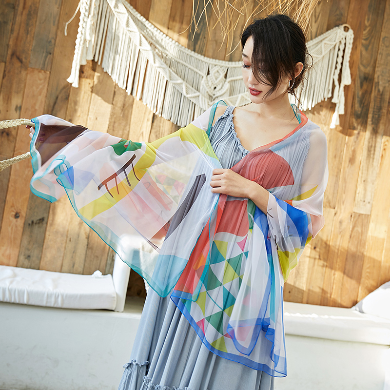New Korean version of gauze scarf with scarf gradient long beach towel sunscreen scarf shawl dual-use women