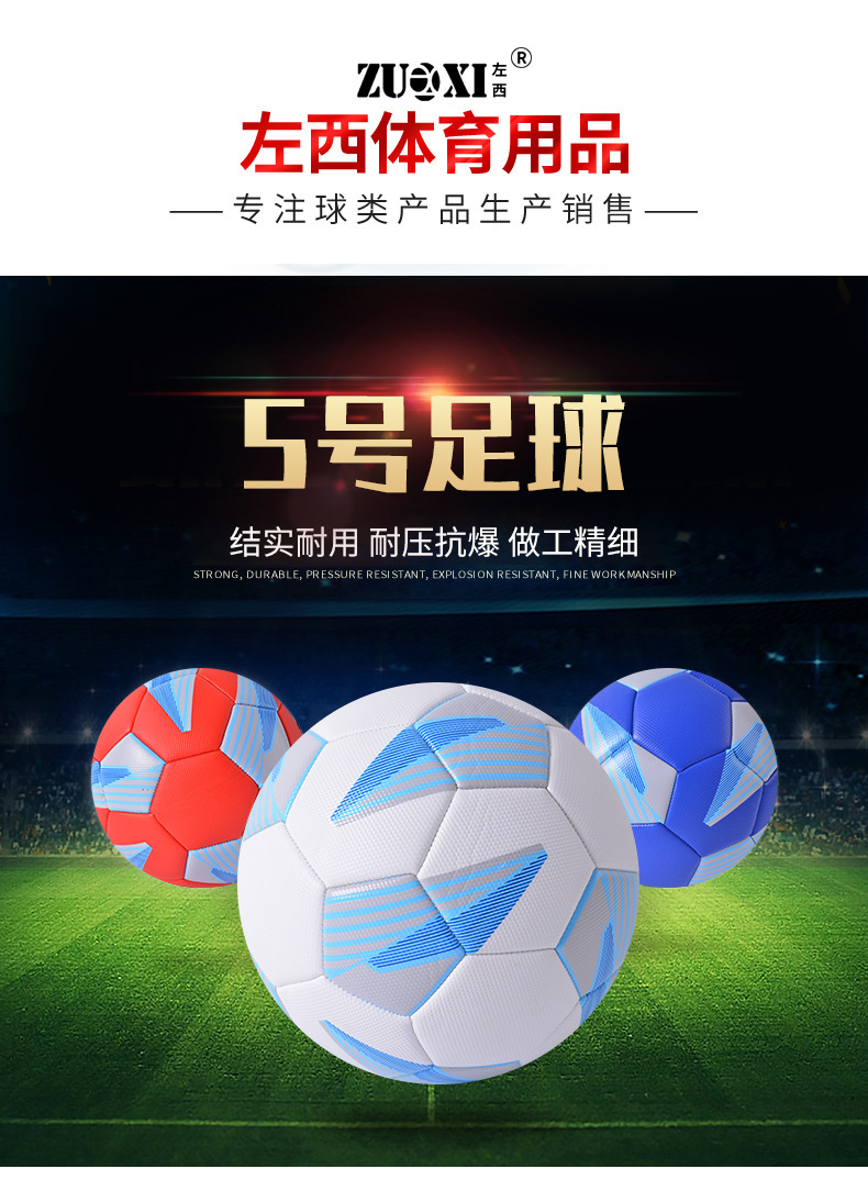 Factory Supply No. 5 Diamond Pattern PVC Machine-Sewing Soccer Football Uefa Crown Adult Custom Training Competition Wholesale