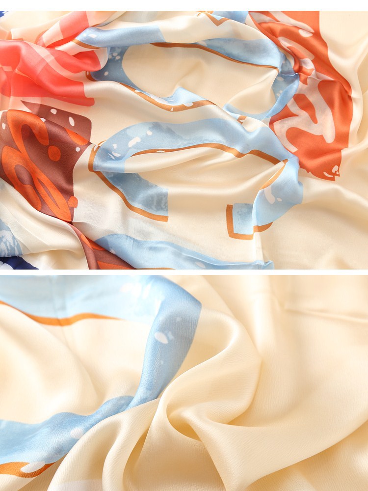 Spring, Summer and Autumn New Korean Style Floral Elegant High-End Imitated Silk Scarves Female Ornament Shawl Sunscreen Beach Towel Spring, Summer and Autumn New Korean Style Floral Elegant High-End Imitated Silk Scarves Female Ornament Shawl Sunscreen Beach Towel