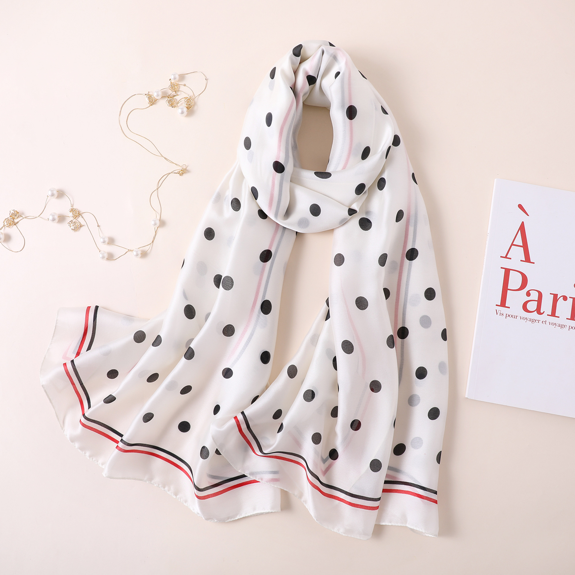 Spring, Summer and Autumn New Korean Style Floral Elegant High-End Imitated Silk Scarves Female Ornament Shawl Sunscreen Beach Towel Spring, Summer and Autumn New Korean Style Floral Elegant High-End Imitated Silk Scarves Female Ornament Shawl Sunscreen Beach Towel