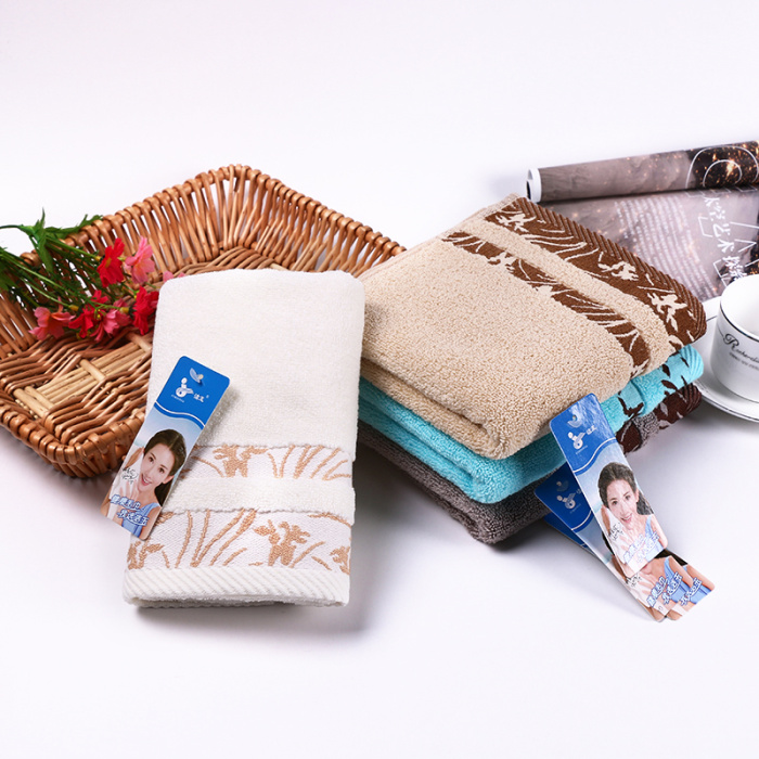 Hot sale 100% cotton face towel flowers and plants towel plain weave beach  towel set