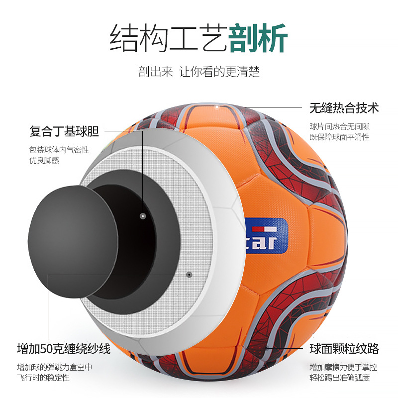Seamless Leather Football Pu Hot Fit Thickened Explosion-Proof Football No. 5 Standard Adult for Training Competitions Football