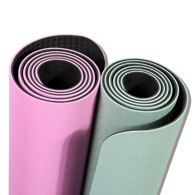 TPE Yoga Mat Men&#039;s and Women&#039;s Same Widen and Thicken Gymnastic Mat Double-Sided Non-Slip Rope Skipping Mat Logo Factory Wholesale