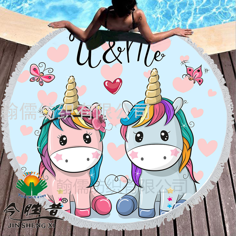 Graphic Customization Factory Direct Sales Amazon Online Store Hot Sale Picnic Mat round Beach Towel Yoga Mat in Stock