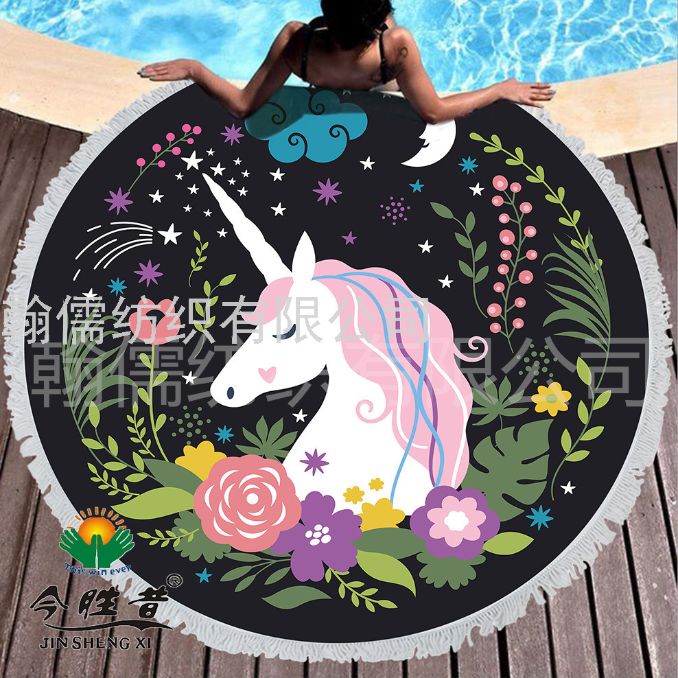 SOURCE Manufacturers Can Customize round Beach Towel Fashion Online Shop Yoga Mat Drape Cartoon Printed Logo Mat