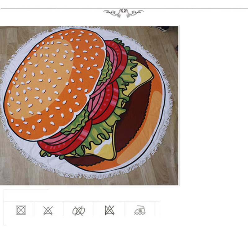 Hamburger Printing Design Round Beach Towel Microfiber Blanket Shawl OEM Supplier for Wholesale Hamburger Printing Design Round Beach Towel Microfiber Blanket Shawl OEM Supplier for Wholesale