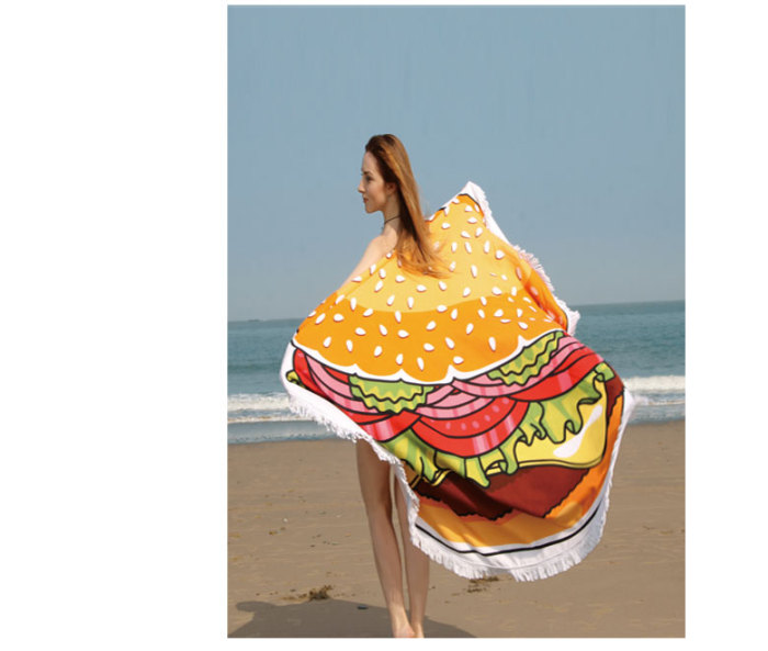 Hamburger Printing Design Round Beach Towel Microfiber Blanket Shawl OEM Supplier for Wholesale Hamburger Printing Design Round Beach Towel Microfiber Blanket Shawl OEM Supplier for Wholesale