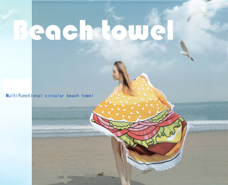 Hamburger Printing Design Round Beach Towel Microfiber Blanket Shawl OEM Supplier for Wholesale Hamburger Printing Design Round Beach Towel Microfiber Blanket Shawl OEM Supplier for Wholesale