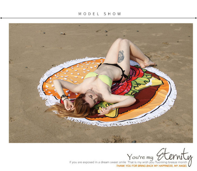 Hamburger Printing Design Round Beach Towel Microfiber Blanket Shawl OEM Supplier for Wholesale Hamburger Printing Design Round Beach Towel Microfiber Blanket Shawl OEM Supplier for Wholesale