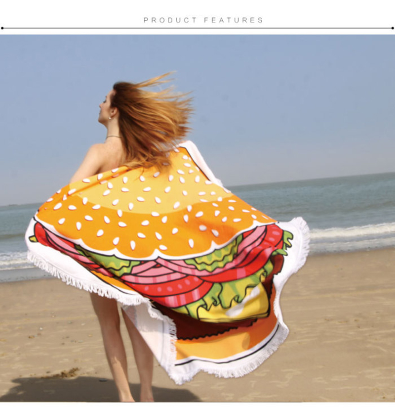 Hamburger Printing Design Round Beach Towel Microfiber Blanket Shawl OEM Supplier for Wholesale Hamburger Printing Design Round Beach Towel Microfiber Blanket Shawl OEM Supplier for Wholesale