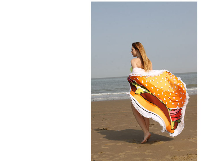 Hamburger Printing Design Round Beach Towel Microfiber Blanket Shawl OEM Supplier for Wholesale Hamburger Printing Design Round Beach Towel Microfiber Blanket Shawl OEM Supplier for Wholesale
