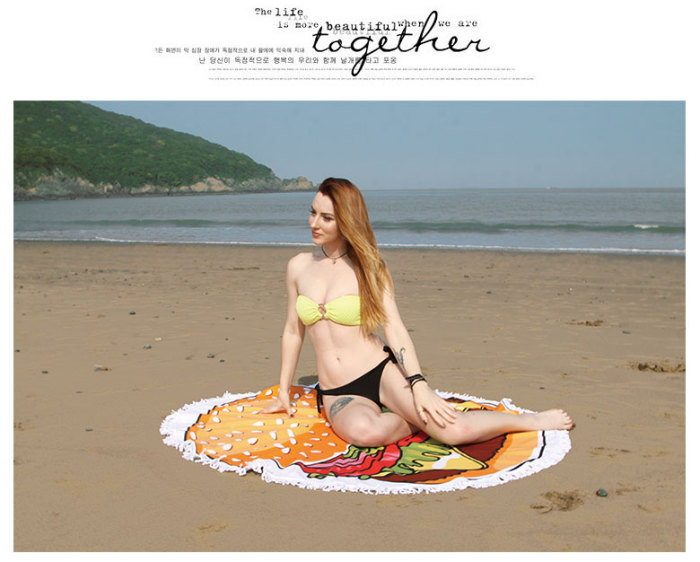 Hamburger Printing Design Round Beach Towel Microfiber Blanket Shawl OEM Supplier for Wholesale Hamburger Printing Design Round Beach Towel Microfiber Blanket Shawl OEM Supplier for Wholesale