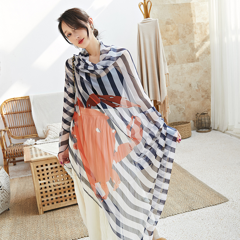 New Korean version of gauze scarf with scarf gradient long beach towel sunscreen scarf shawl dual-use women