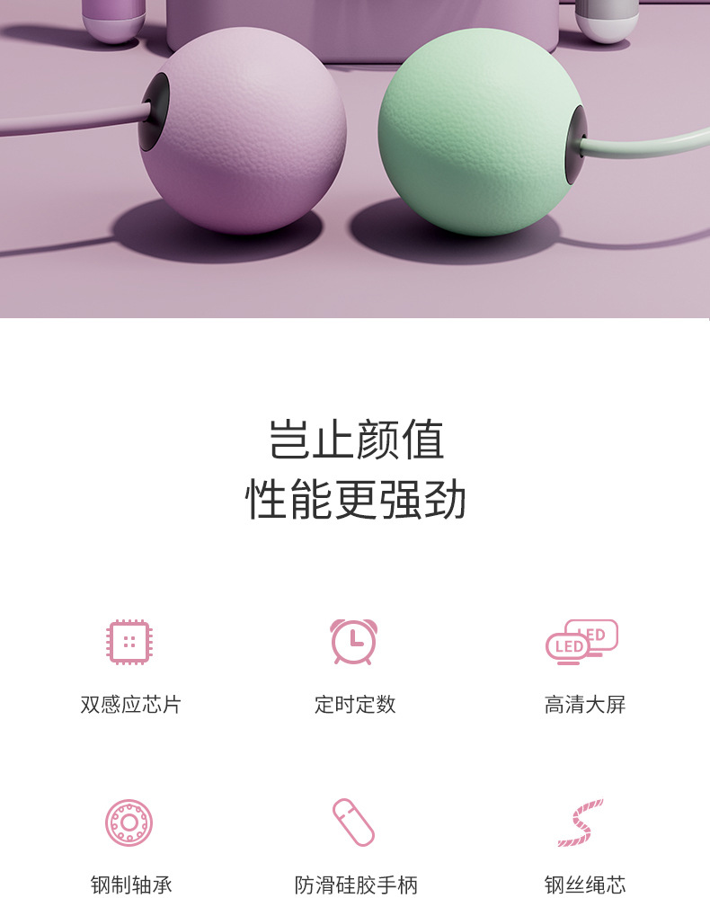 Rope Skipping Fitness Equipment Counting Cordless Big Ball Toy Children Middle School Student Training Adjustable Exercise Adult's Skipping Rope