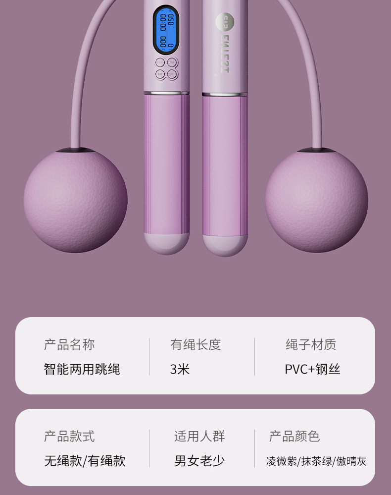 Rope Skipping Fitness Equipment Counting Cordless Big Ball Toy Children Middle School Student Training Adjustable Exercise Adult's Skipping Rope
