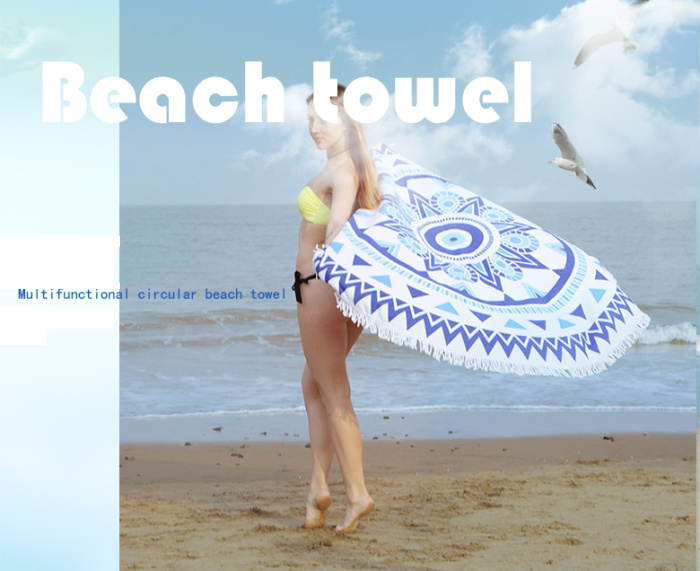 Active Printing Round Beach Towel Women Shawl Microfiber Blanket with Fringe Tassel Factory Direct Active Printing Round Beach Towel Women Shawl Microfiber Blanket with Fringe Tassel Factory Direct