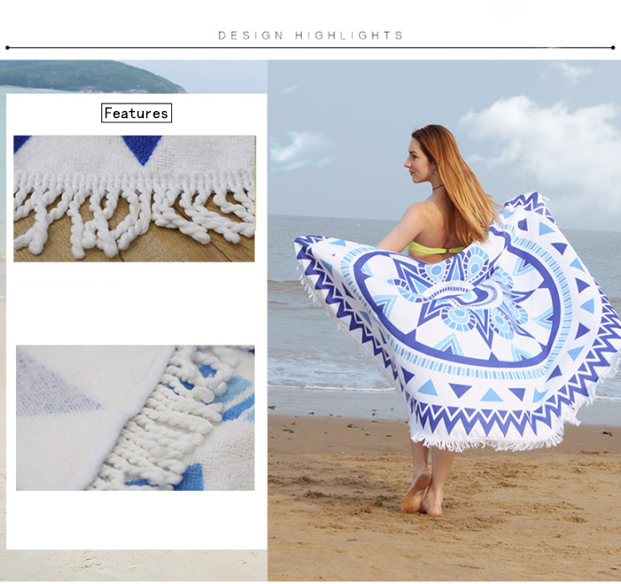 Active Printing Round Beach Towel Women Shawl Microfiber Blanket with Fringe Tassel Factory Direct Active Printing Round Beach Towel Women Shawl Microfiber Blanket with Fringe Tassel Factory Direct