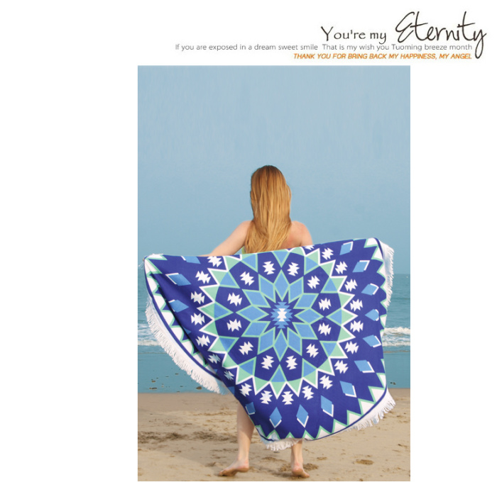 Active Printing Round Beach Towel Women Shawl Microfiber Blanket with Fringe Tassel Factory Direct Active Printing Round Beach Towel Women Shawl Microfiber Blanket with Fringe Tassel Factory Direct