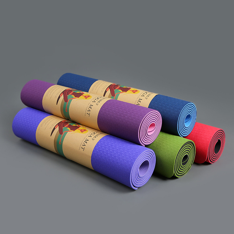 Cross-Border TPE Yoga Mat Two-Color Wholesale Body Line Non-Slip Gymnastic Mat Dance Mat TPE Yoga Mat Skipping Rope Mat