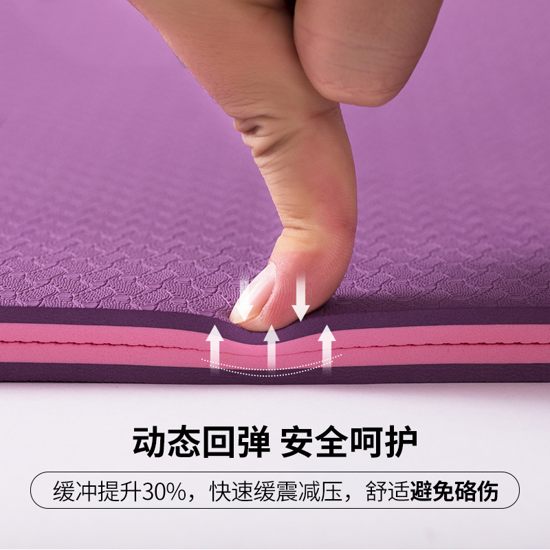 Cross-Border TPE Yoga Mat Two-Color Wholesale Body Line Non-Slip Gymnastic Mat Dance Mat TPE Yoga Mat Skipping Rope Mat