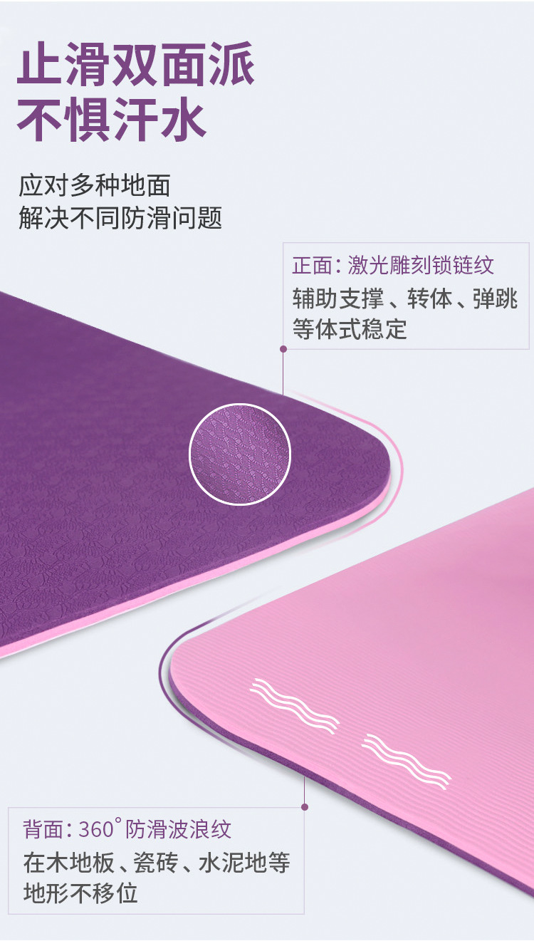 Cross-Border TPE Yoga Mat Two-Color Wholesale Body Line Non-Slip Gymnastic Mat Dance Mat TPE Yoga Mat Skipping Rope Mat