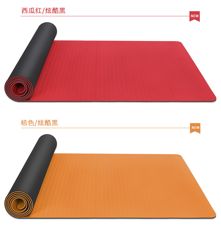 Cross-Border TPE Yoga Mat Two-Color Wholesale Body Line Non-Slip Gymnastic Mat Dance Mat TPE Yoga Mat Skipping Rope Mat