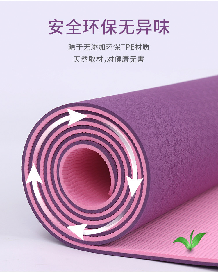 Cross-Border TPE Yoga Mat Two-Color Wholesale Body Line Non-Slip Gymnastic Mat Dance Mat TPE Yoga Mat Skipping Rope Mat