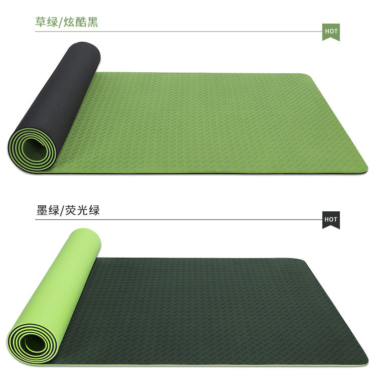 Cross-Border TPE Yoga Mat Two-Color Wholesale Body Line Non-Slip Gymnastic Mat Dance Mat TPE Yoga Mat Skipping Rope Mat