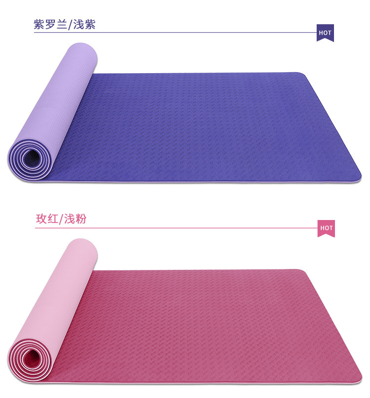 Cross-Border TPE Yoga Mat Two-Color Wholesale Body Line Non-Slip Gymnastic Mat Dance Mat TPE Yoga Mat Skipping Rope Mat