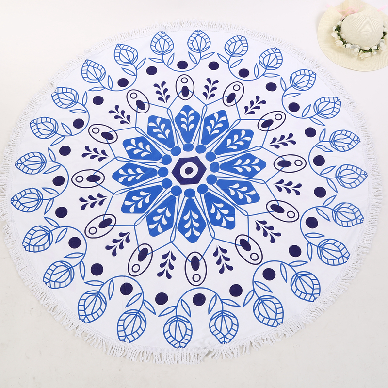 New round tassel beach towel beach shawl beach mat beach cushion.