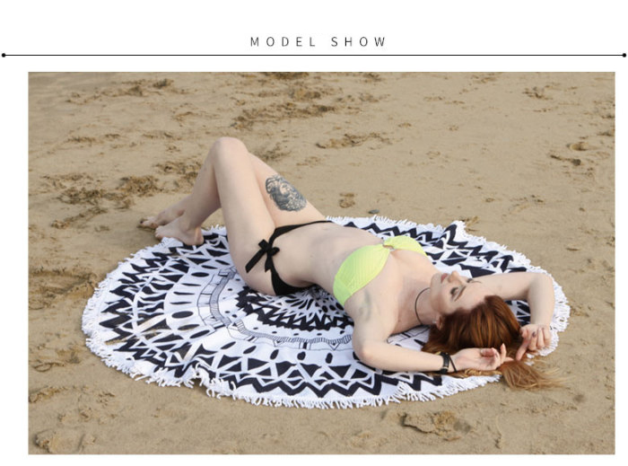 150cm Round Beach Towel Microfiber Blanket Oversize Shawl Yoga Mat with Fringe Tassel 150cm Round Beach Towel Microfiber Blanket Oversize Shawl Yoga Mat with Fringe Tassel