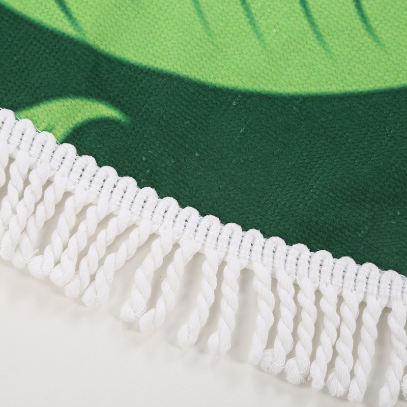 Green leaves creative beach towel super light swimming sun block round beach mat.