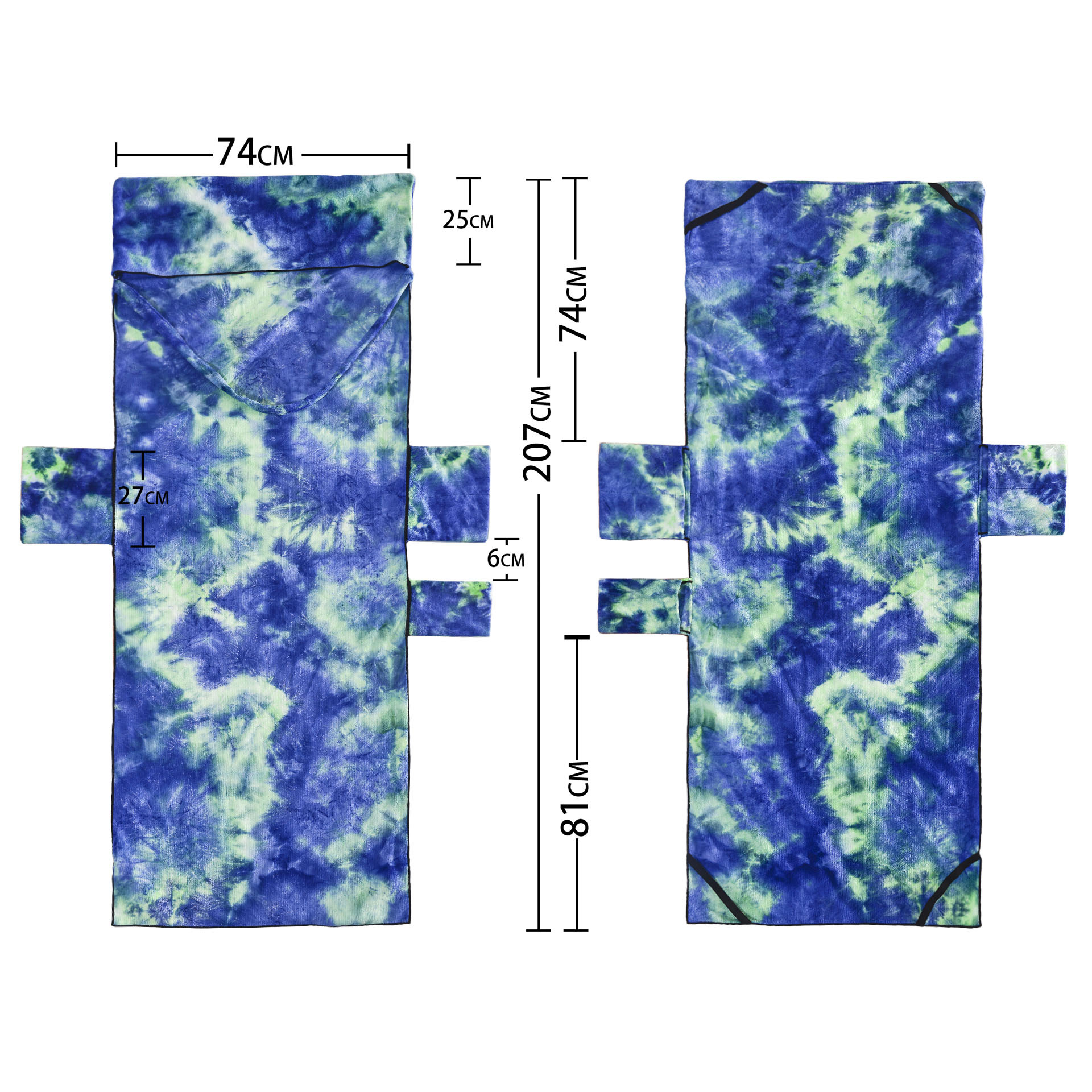 Exclusive for Cross-Border Tie-Dyed Microfiber Beach Towel Recliner Cover Beach Chair Towels Hot Sale Single Layer 600G