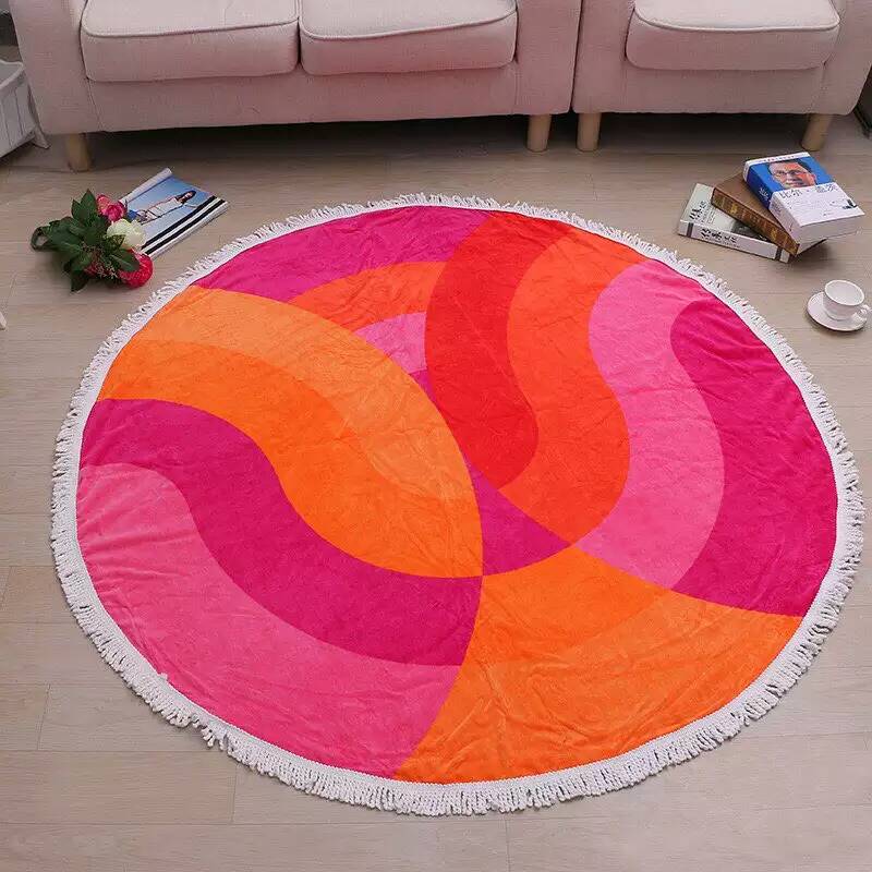Hot sale 100% cotton round beach towel reactive printing dyes round bath towel