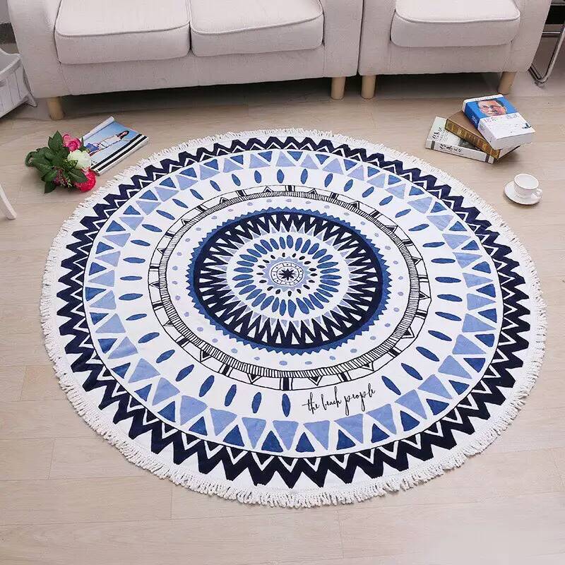 Hot sale 100% cotton round beach towel reactive printing dyes round bath towel