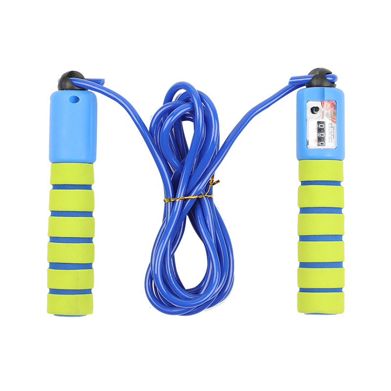 PVC Counting Skipping Rope Student for High School Entrance Exam Skipping Rope Cross-Border Supply Amazon Hot Foam Rubber Grip Counting Skipping Rope