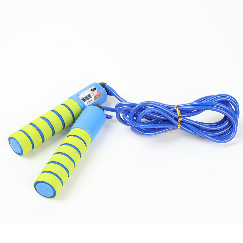 PVC Counting Skipping Rope Student for High School Entrance Exam Skipping Rope Cross-Border Supply Amazon Hot Foam Rubber Grip Counting Skipping Rope