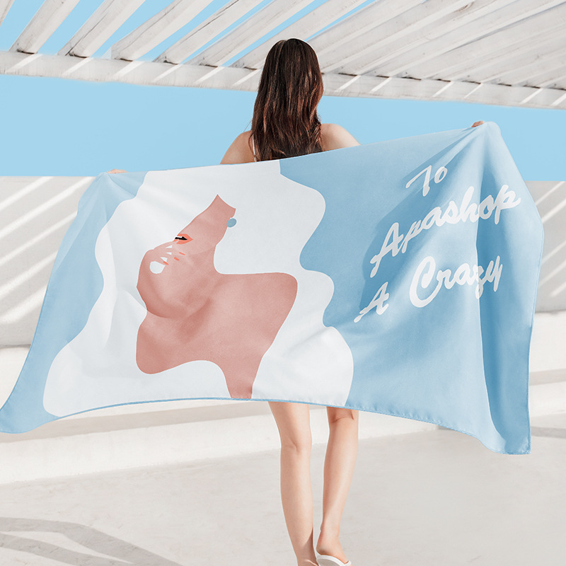 Quick-Drying Bath Towel Internet Celebrity Beach Towel Microfiber Double-Sided Velvet Swimming Towel Hot Spring Bathrobe Beach Towel Can Be Customized