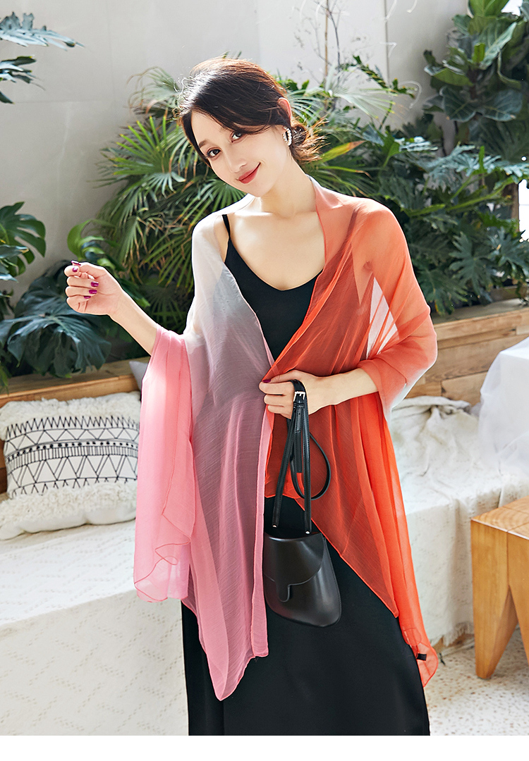 new Korean version of gauze scarf with scarf gradient long beach towel sunscreen scarf shawl dual-use women new Korean version of gauze scarf with scarf gradient long beach towel sunscreen scarf shawl dual-use women